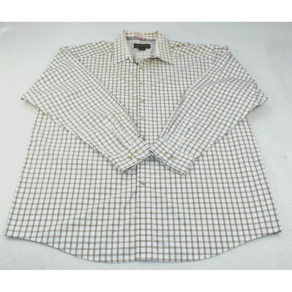 Ariat Pro Series Men Shirt Size XXL White/Brown Long Sleeve Button-Down -Flaws-
